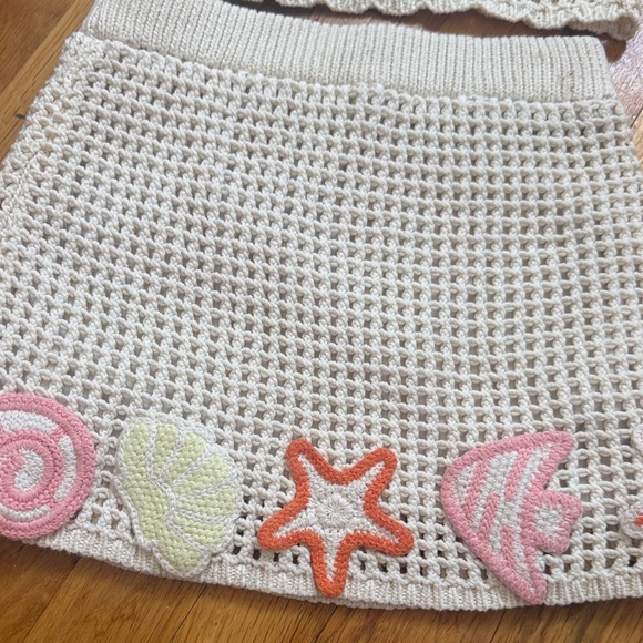 Zara Cream Crochet Set with Pink and Orange Accents - Picture 4 of 5